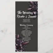 Berry Lila & Black Lily Rose Floral Wedding Programm (Vorderseite)