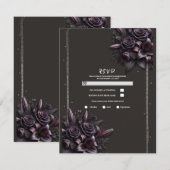 Berry Lila Black Lily Rose Floral Wedding RSVP Einladung (Vorne/Hinten)