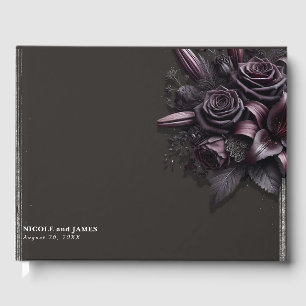 Berry Lila & Schwarze Lilien-Rosen-Hochzeit Gästebuch