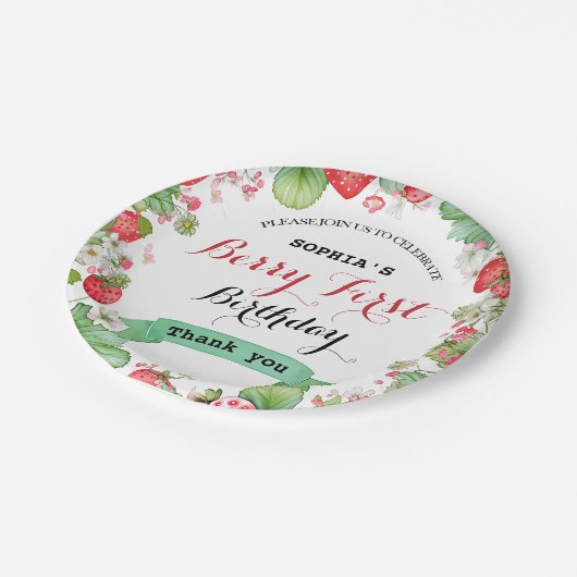 Berry Lovely First Geburtstag Pappteller (Schrägansicht)