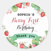 Berry Lovely First Geburtstag Runder Aufkleber (Vorderseite)