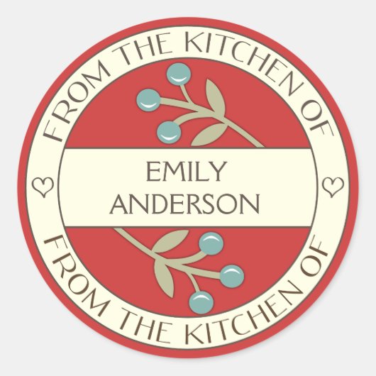 Berry Lovely From the Kitchen of Label | Rot Runder Aufkleber (Vorderseite)