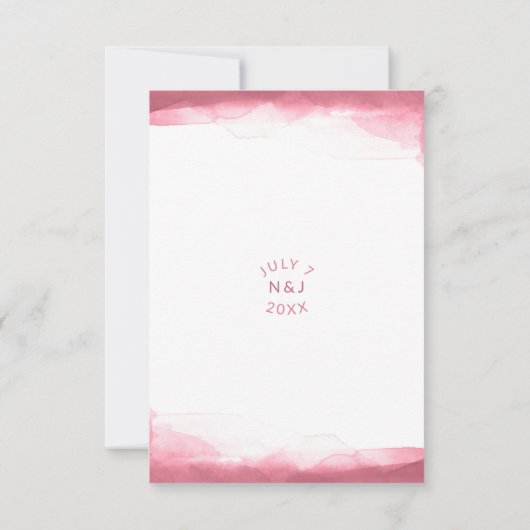 Berry Mauve Pink Watercolor Modern Wedding RSVP (Rückseite)