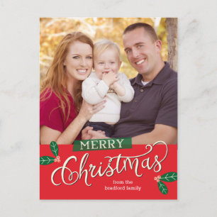 Berry Merry Christmas Foto Card Postcard Feiertagspostkarte