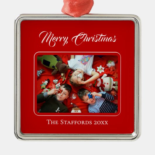 Berry Merry Christmas Red Photo Ornament (Vorne)