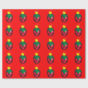 Berry Merry Christmas Red Wrapping Paper Geschenkpapier