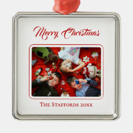 Berry Merry Christmas White Photo Ornament Aus Metall