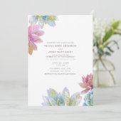 Berry Mint & Gold Garden Succulents Wedding Einladung (Stehend Vorderseite)