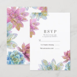 Berry Mint & Gold Garden Succulents Wedding RSVP I Einladung