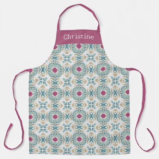 Berry Mint Tile Pattern Personalized Name Schürze (Vorderseite)