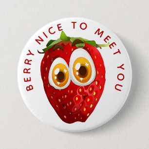 Berry Nice to Meet you, Strawberry Pun Button