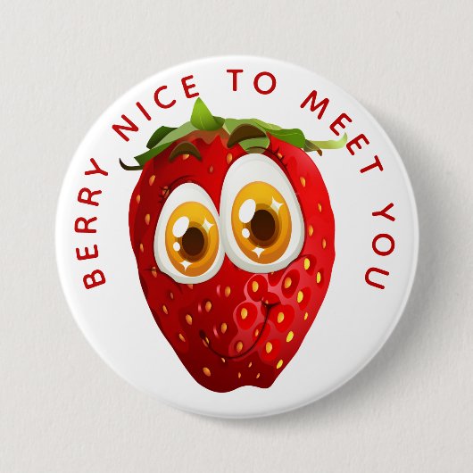 Berry Nice to Meet you, Strawberry Pun Button (Vorderseite)