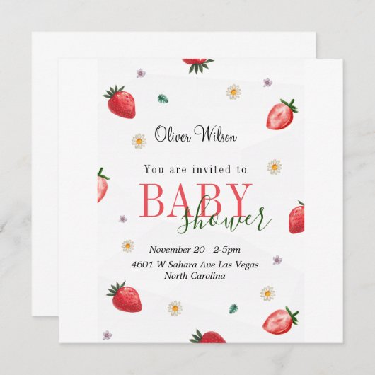 Berry Niedlich Baby Dusche: Erdbeerfelder für imme Save The Date (Vorne/Hinten)