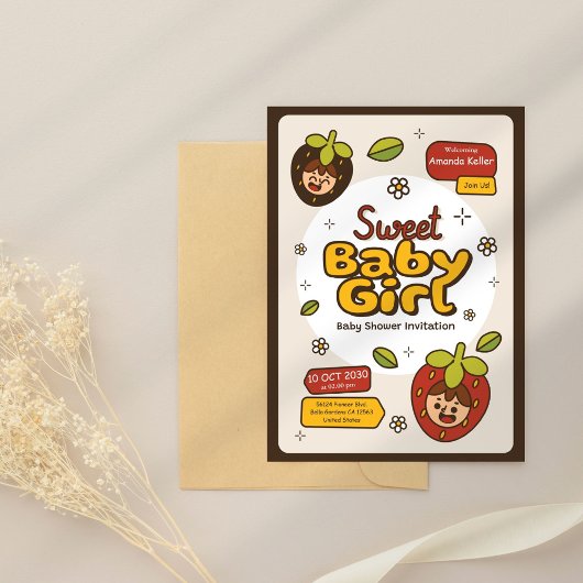 Berry Niedlich Baby Girl Dusche Einladung