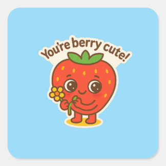 Berry niedlich Button Quadratischer Aufkleber