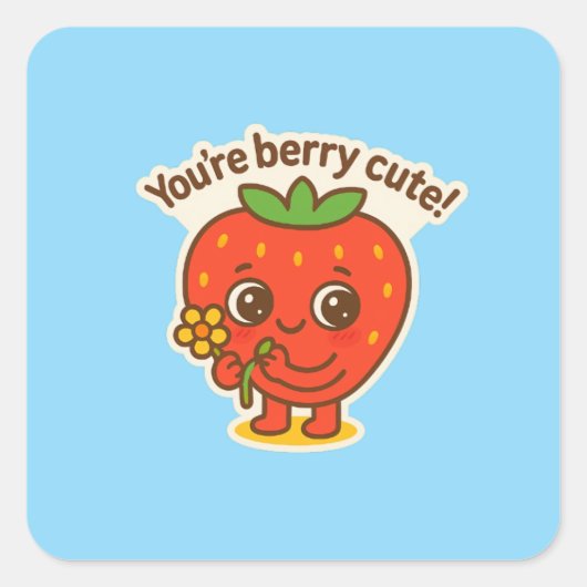 Berry niedlich Button Quadratischer Aufkleber (Vorderseite)