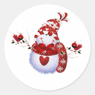 Berry Niedlich Snowman und Kardinal Runder Aufkleber