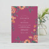 Berry Orange Mohn Hochzeit Einladung (Stehend Vorderseite)