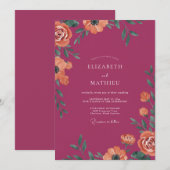 Berry Orange Mohn Hochzeit Einladung (Vorne/Hinten)
