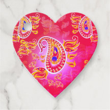 Berry Paisley Heart Gift Tag