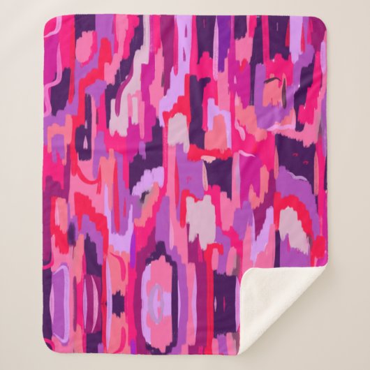 Berry Patch: Rot und Rosa Abstrakt Sherpadecke (Vorderseite)