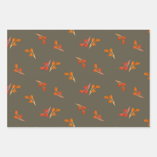 Berry Pattern Olive Green Magenta Brown Geschenkpapier Set (Vorderseite 3)