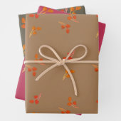Berry Pattern Olive Green Magenta Brown Geschenkpapier Set (Beispiel)