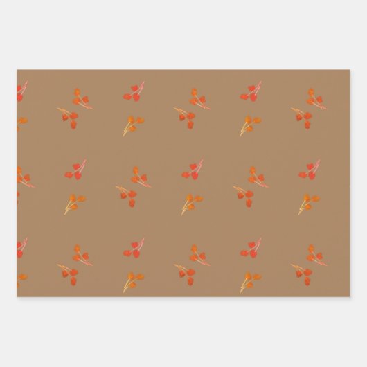 Berry Pattern Olive Green Magenta Brown Geschenkpapier Set (Vorderseite)