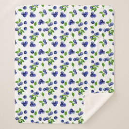 Berry Pattern Watercolor Blueberry Niedlich Vintag Sherpadecke