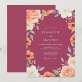 Berry Peach Mohn Hochzeit Einladung (Vorne/Hinten)