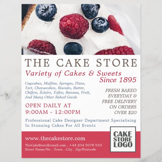Berry Pie, Cakery, Cake Store Werbung Flyer (Vorne)