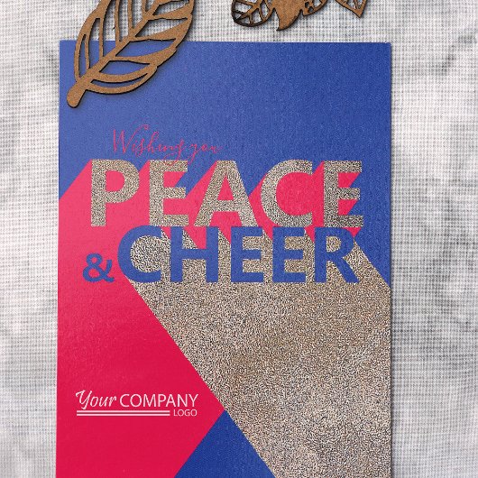 Berry Pink, Blue, Typografic Company Holiday Einladung