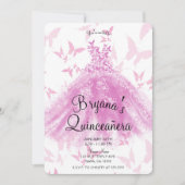 Berry Pink Butterfly Dance Dance Dance Quinceañera Einladung (Vorderseite)