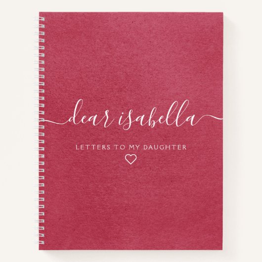 Berry Pink Elegant Sehr geehrte Tochter Memory Jou Notizblock (Vorderseite)