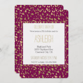 Berry Pink Gold Leopard Geburtstag Einladung (Vorne/Hinten)
