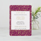 Berry Pink Gold Leopard Geburtstag Einladung (Stehend Vorderseite)