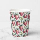 Berry Pink Green Strawberry Name Party Pappbecher (Rückseite)