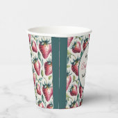 Berry Pink Green Strawberry Name Party Pappbecher (Rechts)