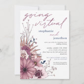 Berry Pink Lilac Watercolor Floral Virtual Wedding Einladung (Vorderseite)