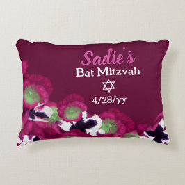 Berry Pink Violet Personalisiert Bat Mitzvah Flora Dekokissen
