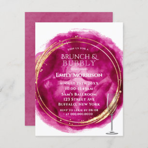 Berry Pink Watercolor Gold Brunch & Bubbly Einladu Einladung