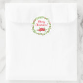 Berry & Poinsettia Weihnachtsaufkleber Runder Aufkleber (Tasche)
