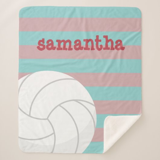 Berry Red & Aqua Riesenvolleyball gestreift Sherpadecke (Vorderseite)