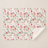 Berry Red Blush Pink Blumenmuster Sherpadecke (Vorderseite (Horizontal))