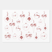 Berry Red Christmas Monogram Bauble Ornaments Geschenkpapier Set (Vorderseite 2)