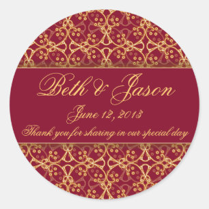 Berry Red Cluster Wedding Danke Stickers