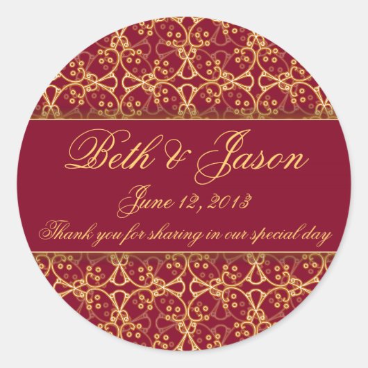 Berry Red Cluster Wedding Danke Stickers (Vorderseite)