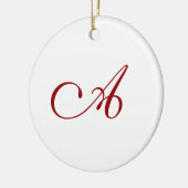 Berry Red Elegant Script Monogram Christmas Keramik Ornament (Links)