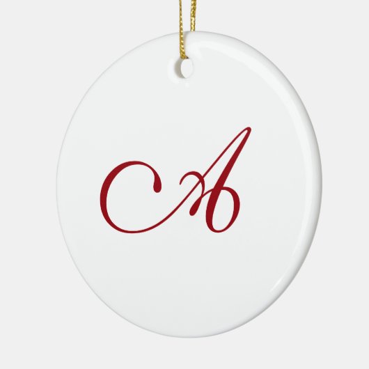 Berry Red Elegant Script Monogram Christmas Keramik Ornament (Links)