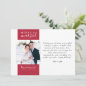 Berry Red Foto Merry & Verheiratet Feiertagskarte (Stehend Vorderseite)